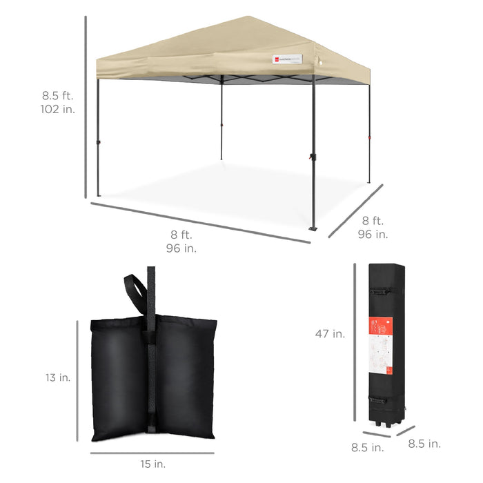 Auvent instantané à installation individuelle avec étui et 4 sacs de poids - 8 x 8 pieds