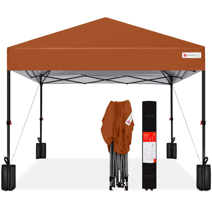 One-Person Setup Instant Pop Up Canopy w/ Case, 4 Weight Bags - 8x8ft