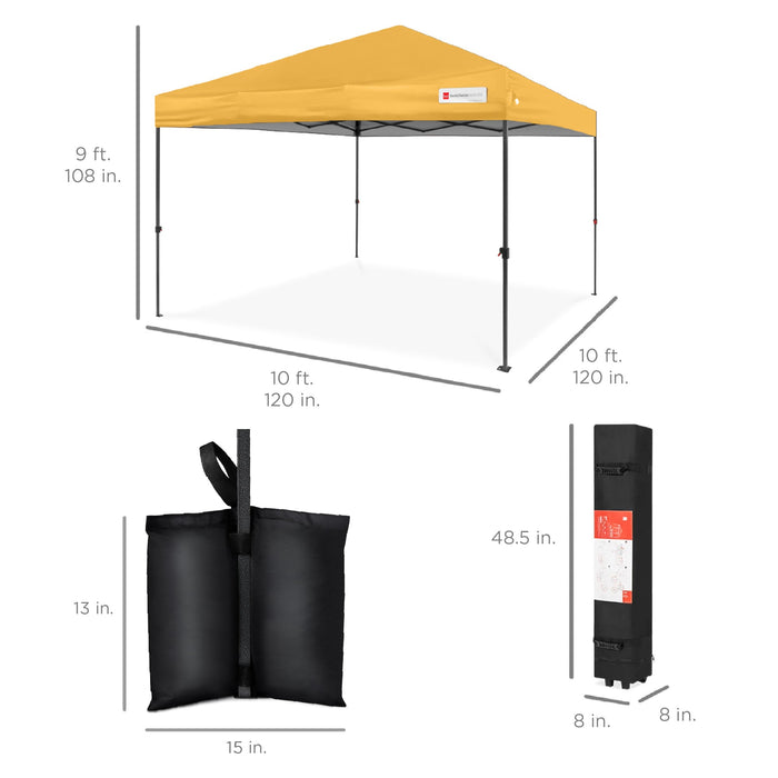 Auvent instantané à installation individuelle avec étui et 4 sacs de poids - 10 x 10 pieds