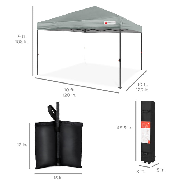 Auvent instantané à installation individuelle avec étui et 4 sacs de poids - 10 x 10 pieds