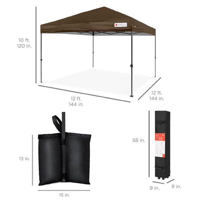 Auvent instantané à installation individuelle avec étui et 4 sacs de poids - 12 x 12 pieds