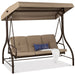 3-Seat Outdoor Canopy Swing Glider Furniture w/ Converting Flatbed Backrest