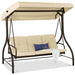 3-Seat Outdoor Canopy Swing Glider Furniture w/ Converting Flatbed Backrest