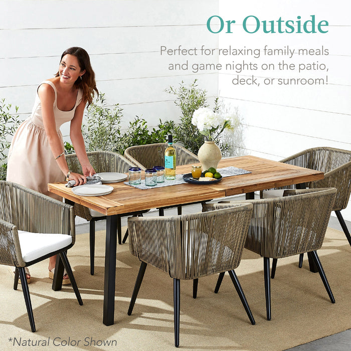 6-Person Indoor Outdoor Acacia Wood Dining Table