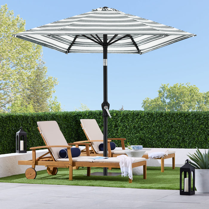 Outdoor Steel Striped Market Patio Umbrella w/ Tilt, Crank Lift - 10ft