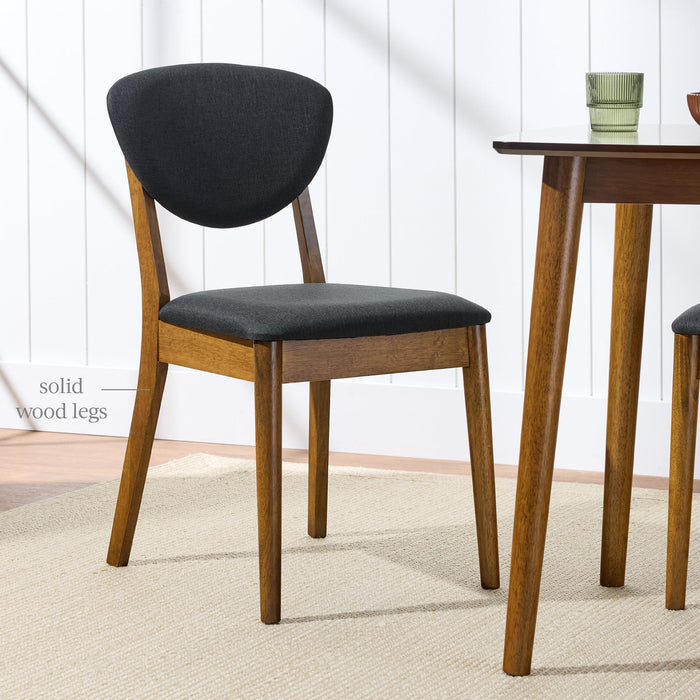 2-Piece Mid-Century Modern Wood &Upholstered Dining Chair Set