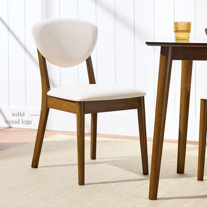 2-Piece Mid-Century Modern Wood &Upholstered Dining Chair Set