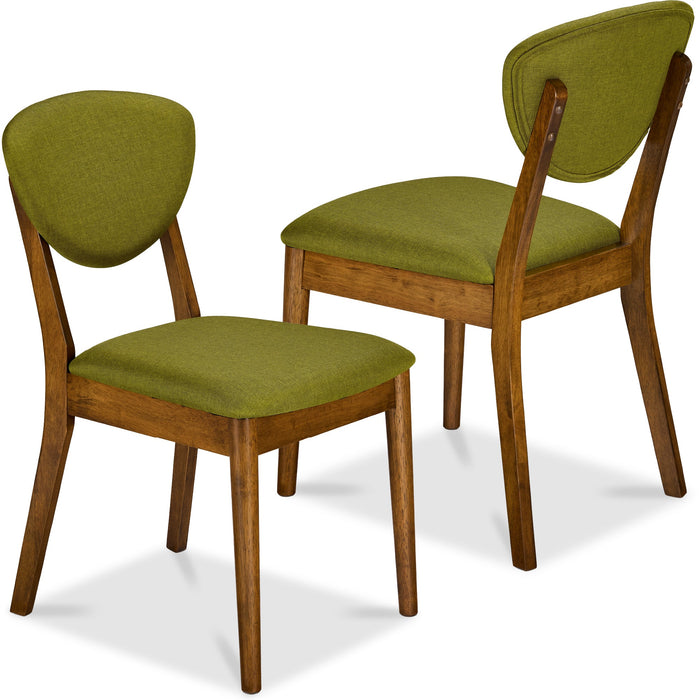 2-Piece Mid-Century Modern Wood &Upholstered Dining Chair Set