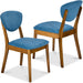 2-Piece Mid-Century Modern Wood &Upholstered Dining Chair Set