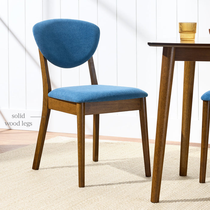 2-Piece Mid-Century Modern Wood &Upholstered Dining Chair Set