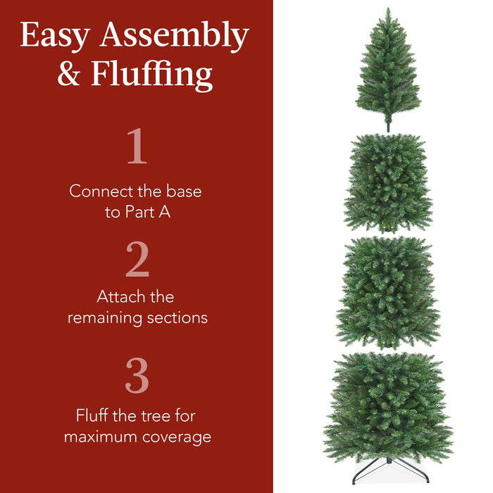 Unlit Spruce Pencil Christmas Tree w/ Folding Metal Base