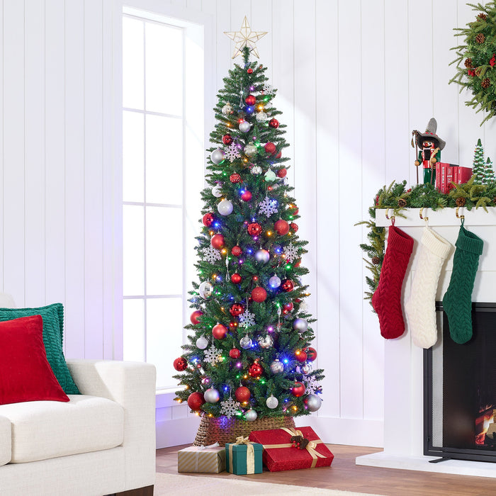 Sapin de Noël en forme de crayon d'épinette pré-éclairé avec lumières LED 2 en 1