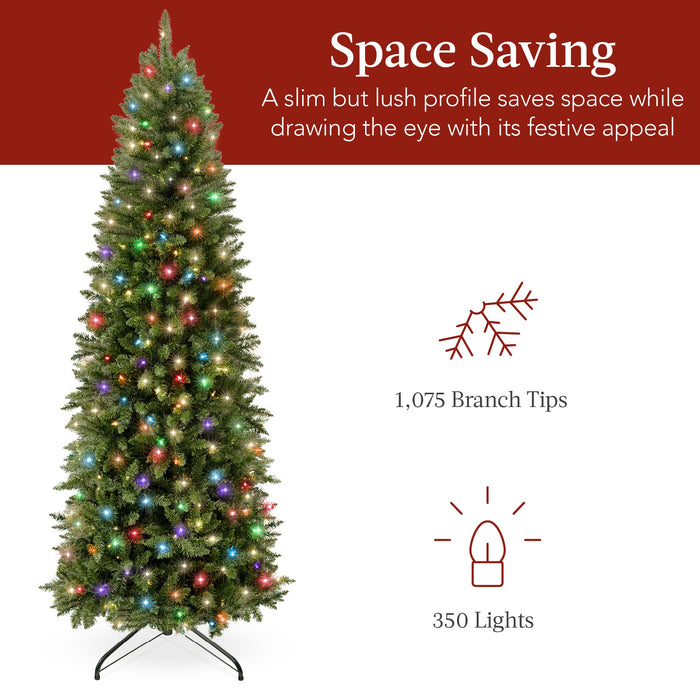 Sapin de Noël en forme de crayon d'épinette pré-éclairé avec lumières LED 2 en 1