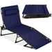 Portable Patio Chaise Lounge Chair Outdoor Recliner w/ Pillow