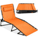 Portable Patio Chaise Lounge Chair Outdoor Recliner w/ Pillow