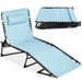 Portable Patio Chaise Lounge Chair Outdoor Recliner w/ Pillow