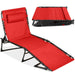 Portable Patio Chaise Lounge Chair Outdoor Recliner w/ Pillow