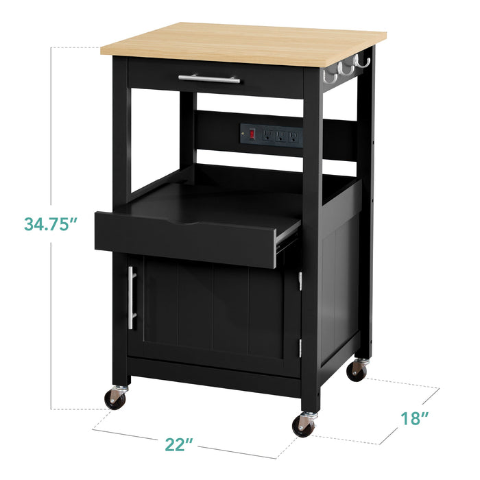 Rolling Kitchen Island Cart, Cabinet w/Drawer, Sliding Tray, Outlet