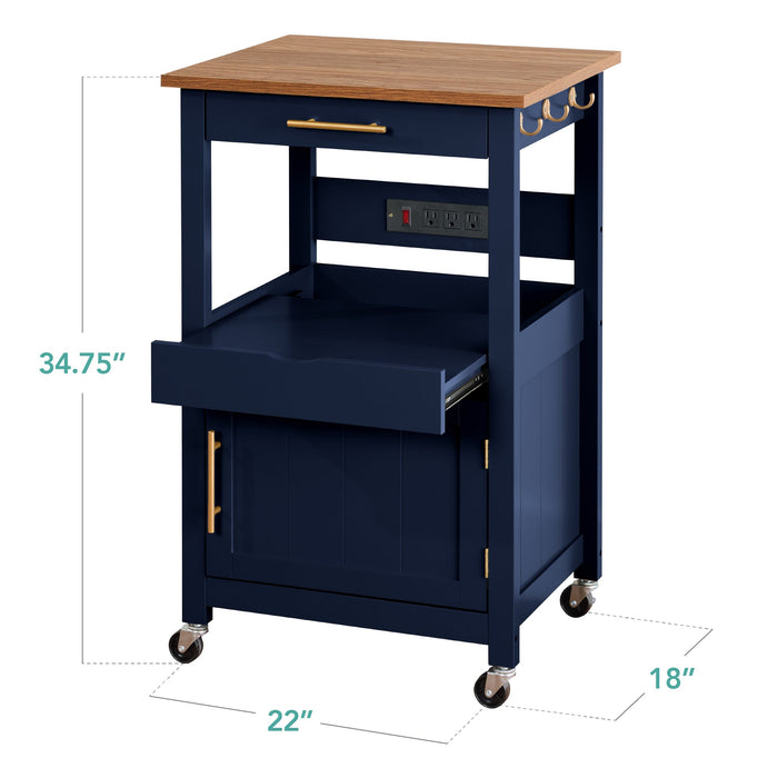 Rolling Kitchen Island Cart, Cabinet w/Drawer, Sliding Tray, Outlet