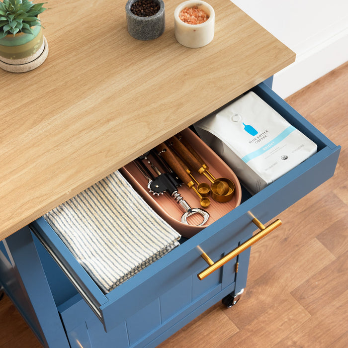 Rolling Kitchen Island Cart, Cabinet w/Drawer, Sliding Tray, Outlet