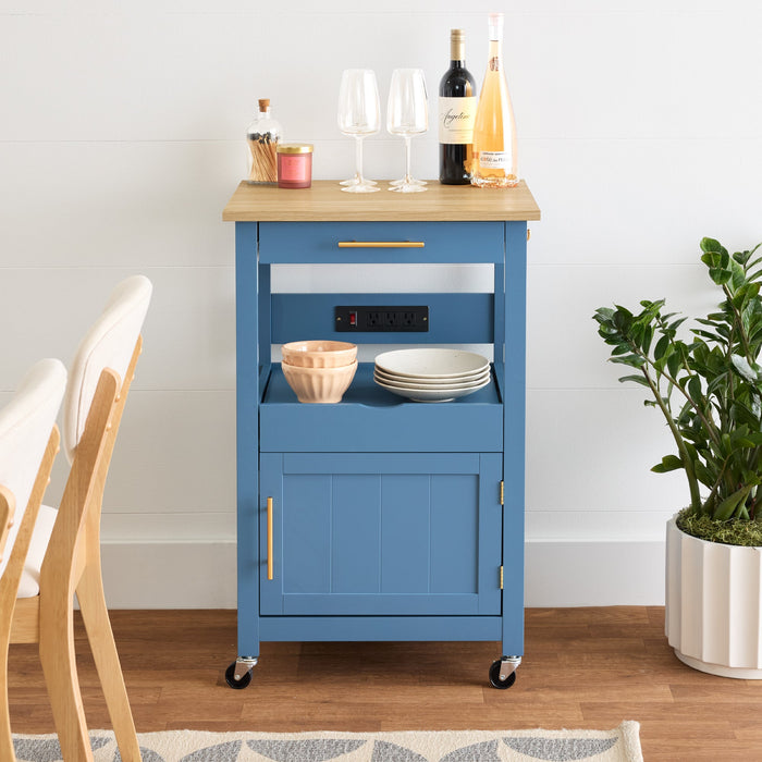 Rolling Kitchen Island Cart, Cabinet w/Drawer, Sliding Tray, Outlet