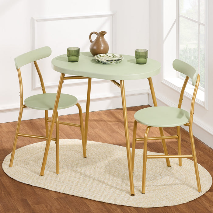 3-Piece Oval Dining Table Set, Small Kitchen Set w/ 2 Chairs