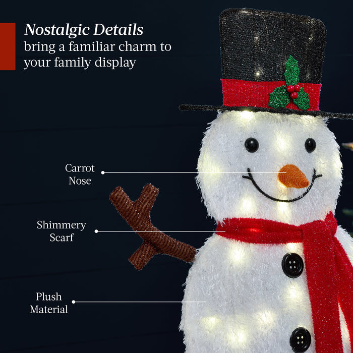 2D Lighted Snowman Family Set Outdoor Yard Decor w/ Twinkling LED Lights