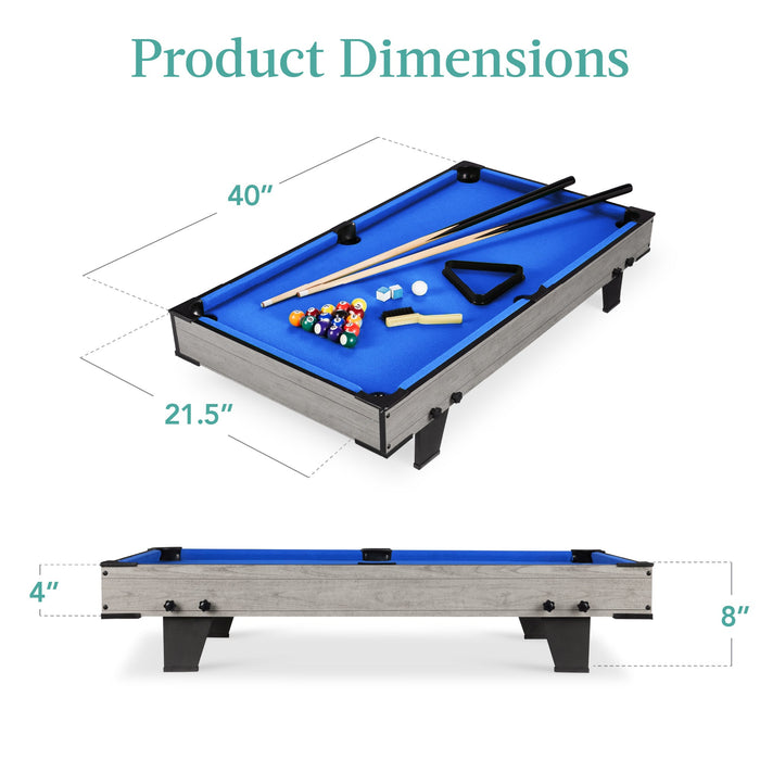 Ensemble de billard de table, table de jeu d'arcade avec 2 queues, sac de rangement - 40 pouces