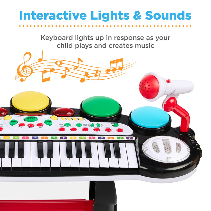 37-Key Kids Electric Keyboard w/ Microphone, Stool