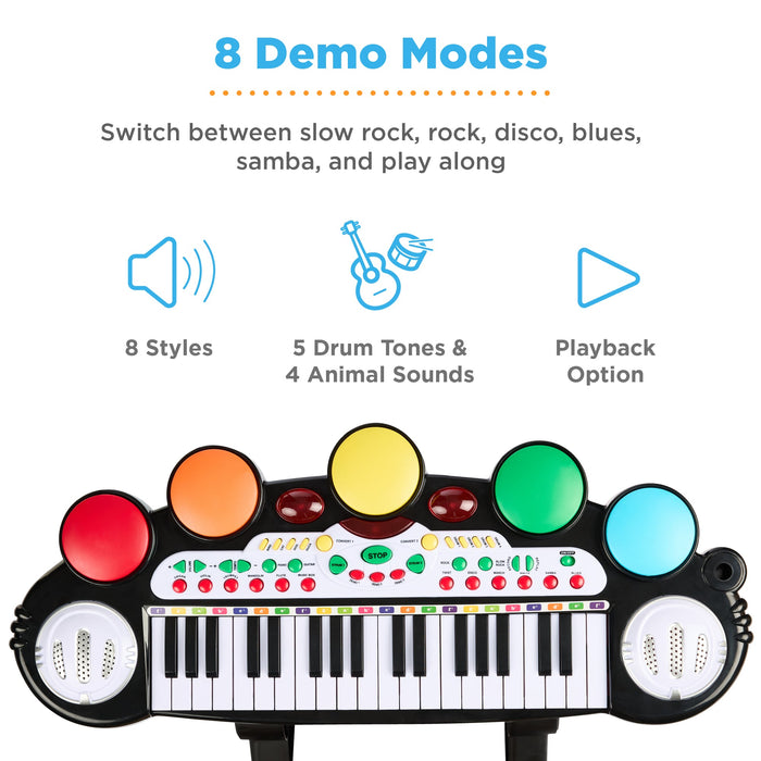 37-Key Kids Electric Keyboard w/ Microphone, Stool