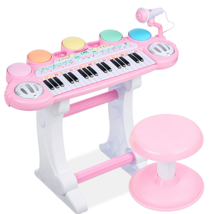 37-Key Kids Electric Keyboard w/ Microphone, Stool