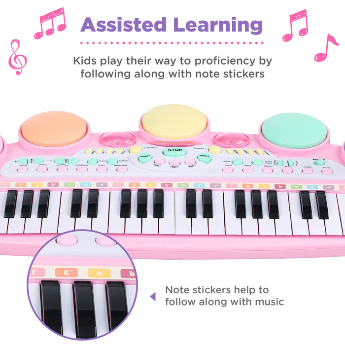 37-Key Kids Electric Keyboard w/ Microphone, Stool