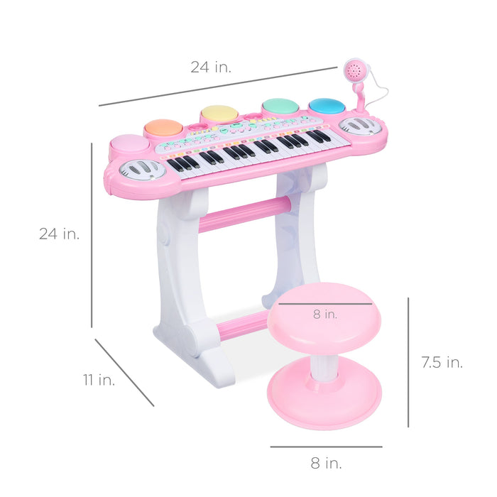 37-Key Kids Electric Keyboard w/ Microphone, Stool