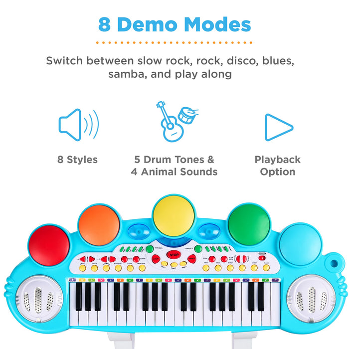 37-Key Kids Electric Keyboard w/ Microphone, Stool