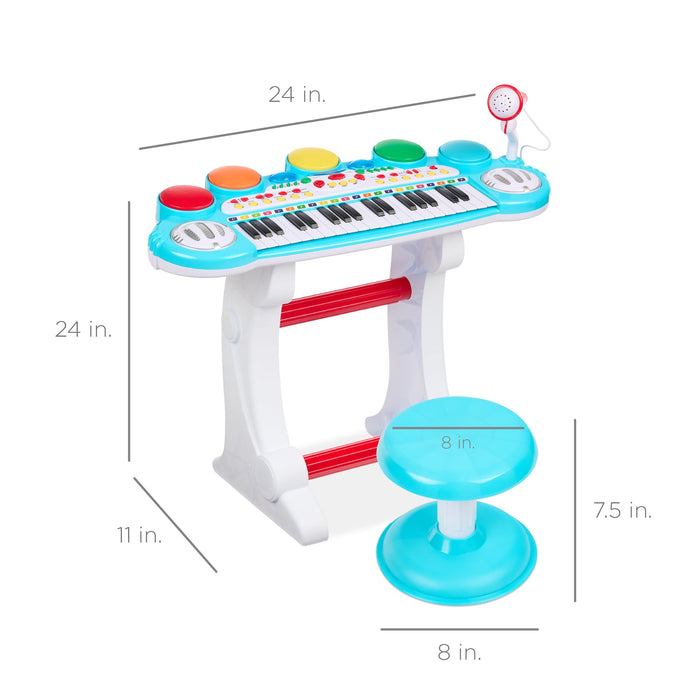 37-Key Kids Electric Keyboard w/ Microphone, Stool