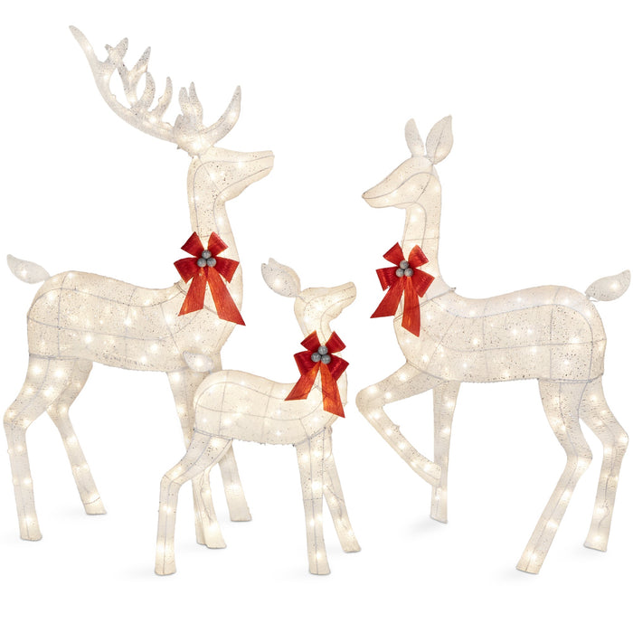 6.5ft 3-Piece Lighted Christmas Deer Set Outdoor Decor with LED Lights