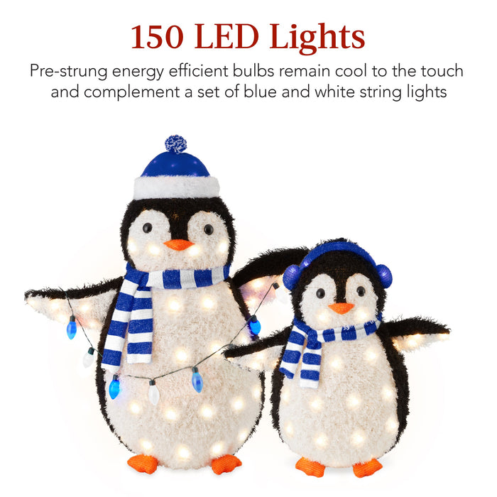 2pc Lighted Pop-Up Penguin Family Christmas Decoration w/ 150 Lights - 3ft