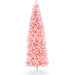 Pre-Lit Snow Flocked Pink Artificial Pencil Christmas Tree