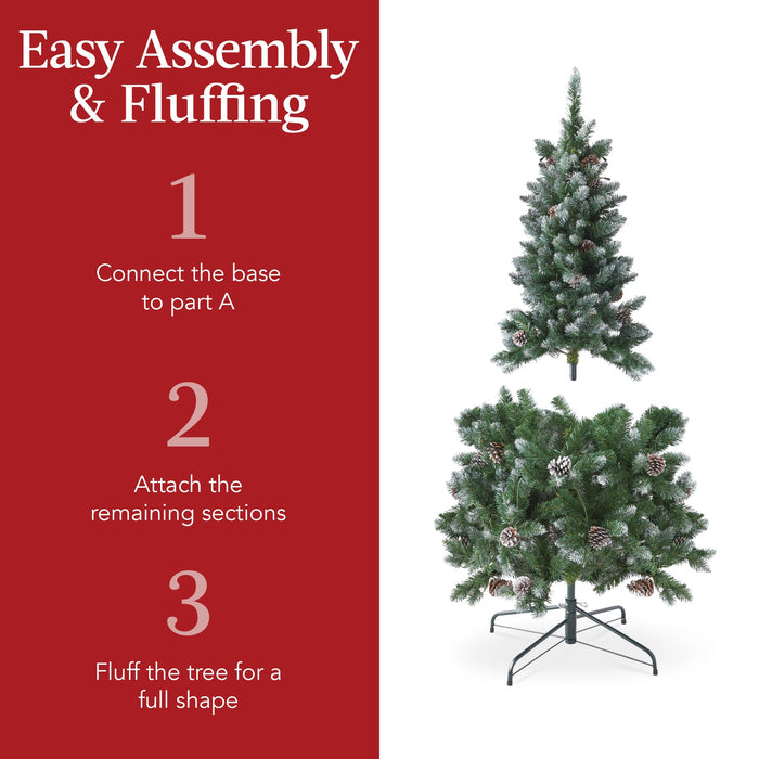 Pre-Lit Partially Flocked Pencil Christmas Tree w/ 2-in-1 Multicolor Lights