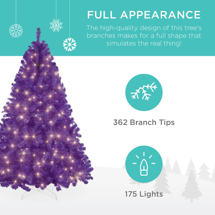 Pre-Lit Artificial Purple Christmas Tree w/ Incandescent Lights