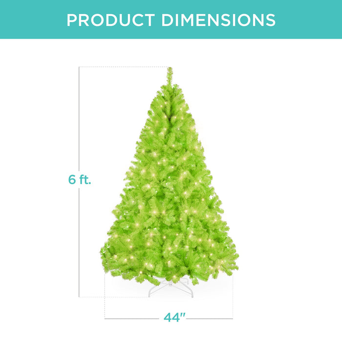 Sapin de Noël artificiel vert citron pré-éclairé avec lumières incandescentes