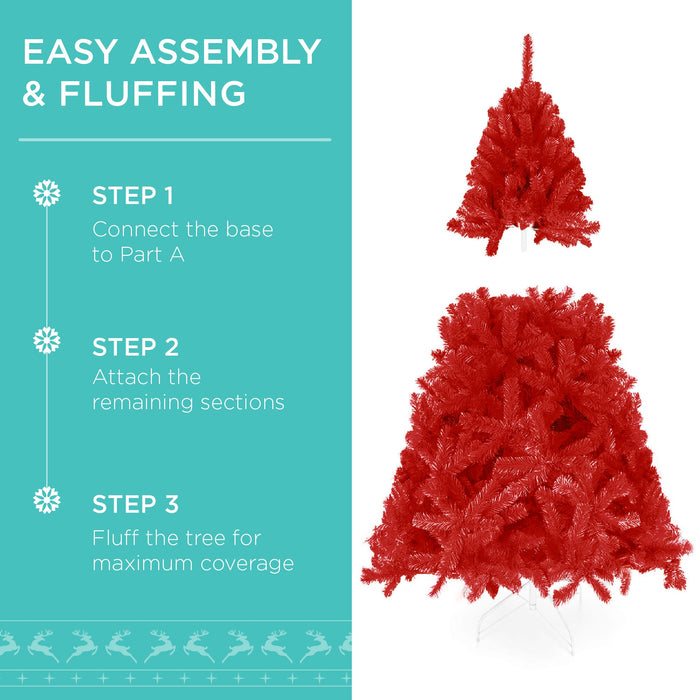 Pre-Lit Artificial Red Christmas Tree w/ Incandescent Lights