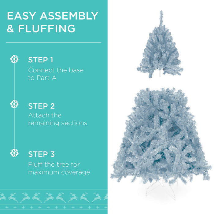 Pre-Lit Artificial Ice Blue Christmas Tree w/ Incandescent Lights