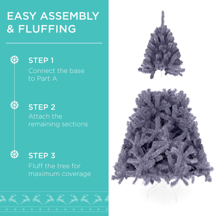 Pre-Lit Artificial Charcoal Gray Christmas Tree w/ Incandescent Lights