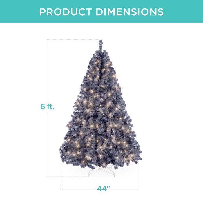 Pre-Lit Artificial Charcoal Gray Christmas Tree w/ Incandescent Lights