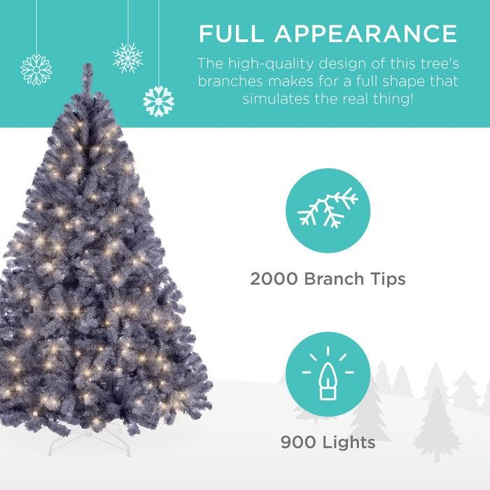 Pre-Lit Artificial Charcoal Gray Christmas Tree w/ Incandescent Lights