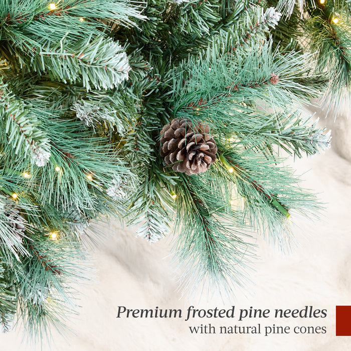 Pre-Lit Frosted Artificial Scotch Pine Christmas Tree w/ Metal Stand