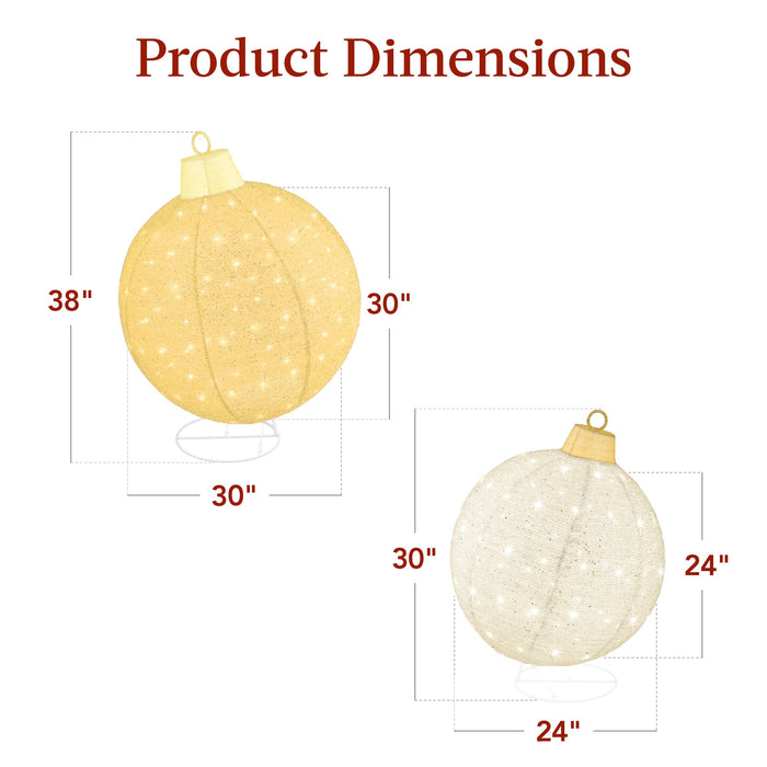 2pc Lighted Pop-Up Christmas Ornaments Decoration w/ 180 LED Lights, Stand