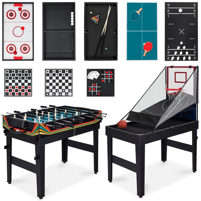 13-in-1 Combo Game Table Set w/ Ping Pong, Foosball, Basketball, Air Hockey