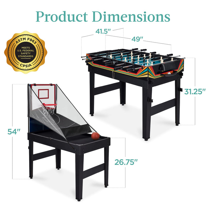 13-in-1 Combo Game Table Set w/ Ping Pong, Foosball, Basketball, Air Hockey